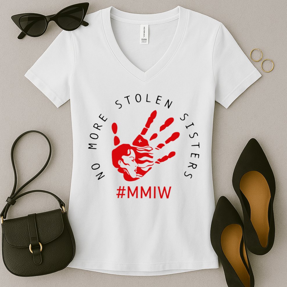 Mmiw Missing Native American Indigenous Women Sisters Red Women's V-Neck T-Shirt