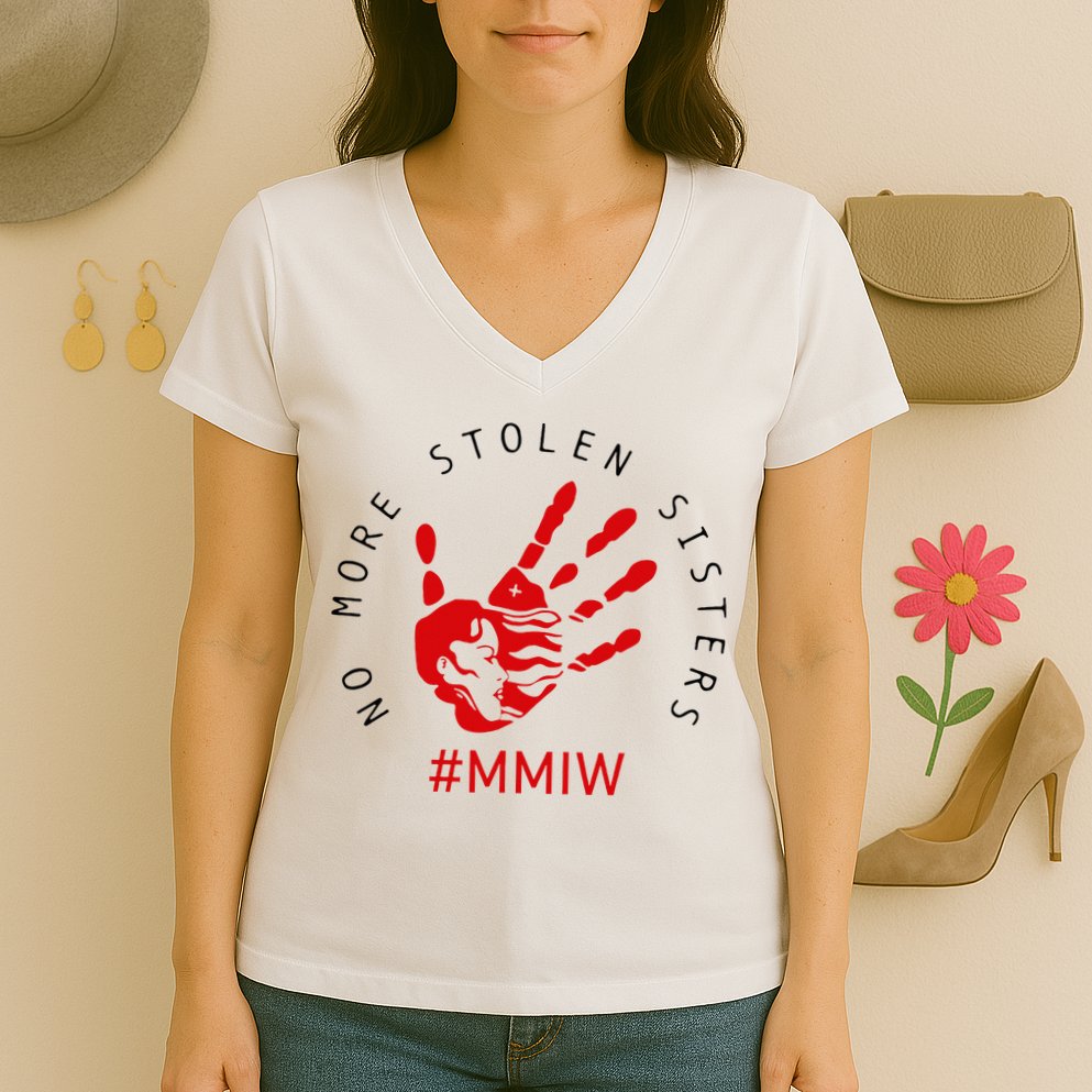 Mmiw Missing Native American Indigenous Women Sisters Red Women's V-Neck T-Shirt