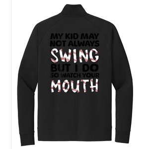 Mykid May Not Always Swing But I Do (Message On Back) Stretch Full-Zip Cadet Jacket