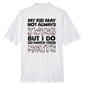 Mykid May Not Always Swing But I Do (Message On Back) Men's Origin Performance Pique Polo