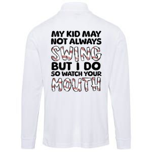 Mykid May Not Always Swing But I Do (Message On Back) Performance Long Sleeve Polo