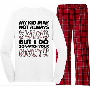 Mykid May Not Always Swing But I Do (Message On Back) Long Sleeve Pajama Set