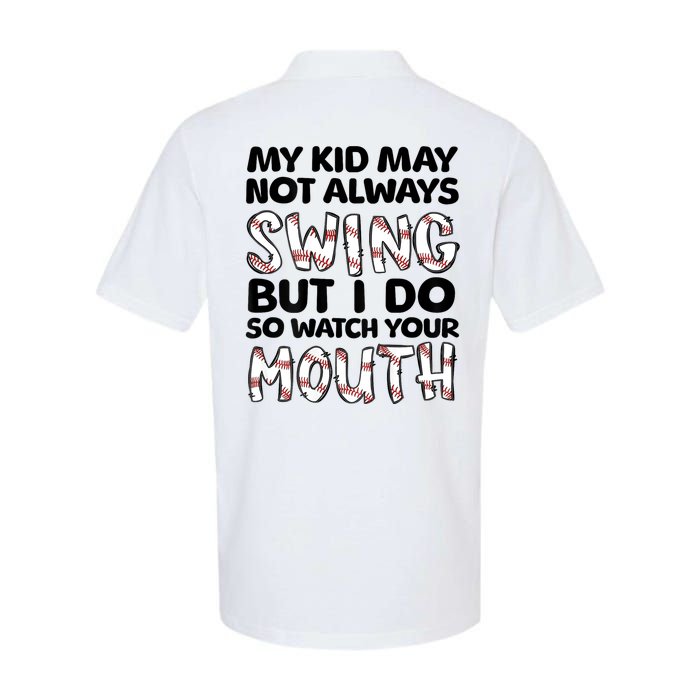 Mykid May Not Always Swing But I Do (Message On Back) Softstyle Adult Sport Polo