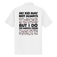 Mykid May Not Always Swing But I Do (Message On Back) Dry Zone Grid Polo