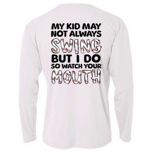 Mykid May Not Always Swing But I Do (Message On Back) Cooling Performance Long Sleeve Crew