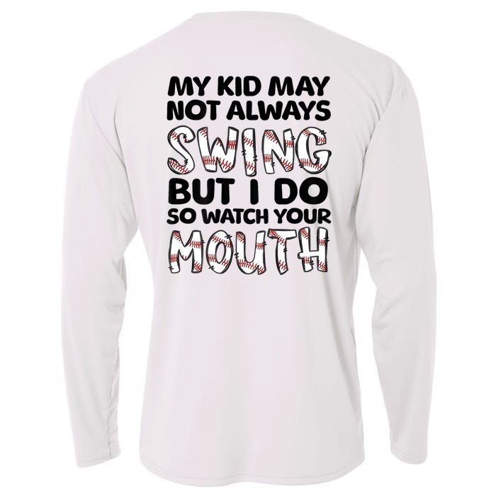 Mykid May Not Always Swing But I Do (Message On Back) Cooling Performance Long Sleeve Crew