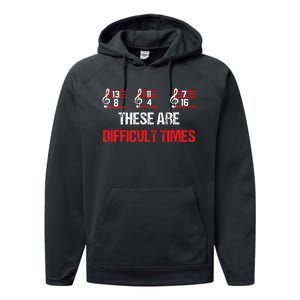 Musician Music Notes  These Are Difficult Times  Performance Fleece Hoodie