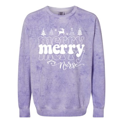 Merry Merry Nurse Christmas Funny Christmas Nursing Funny Gift Colorblast Crewneck Sweatshirt