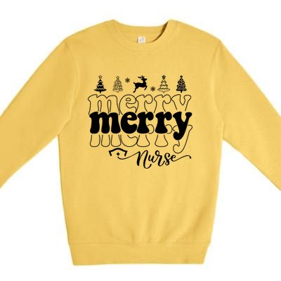 Merry Merry Nurse Christmas Funny Christmas Nursing Funny Gift Premium Crewneck Sweatshirt