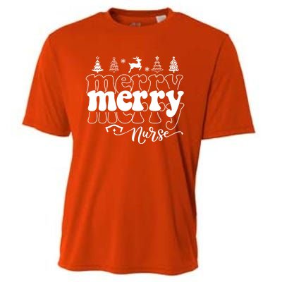 Merry Merry Nurse Christmas Funny Christmas Nursing Funny Gift Cooling Performance Crew T-Shirt