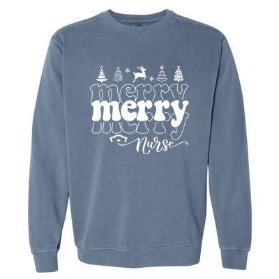 Merry Merry Nurse Christmas Funny Christmas Nursing Funny Gift Garment-Dyed Sweatshirt