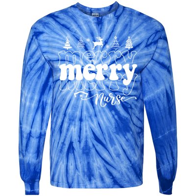 Merry Merry Nurse Christmas Funny Christmas Nursing Funny Gift Tie-Dye Long Sleeve Shirt