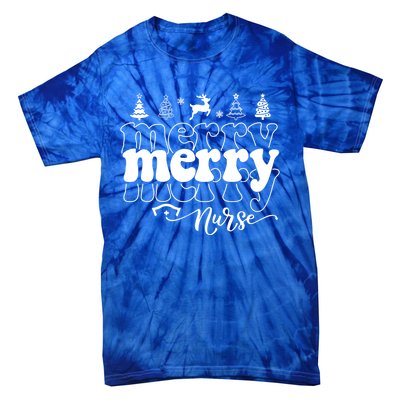 Merry Merry Nurse Christmas Funny Christmas Nursing Funny Gift Tie-Dye T-Shirt