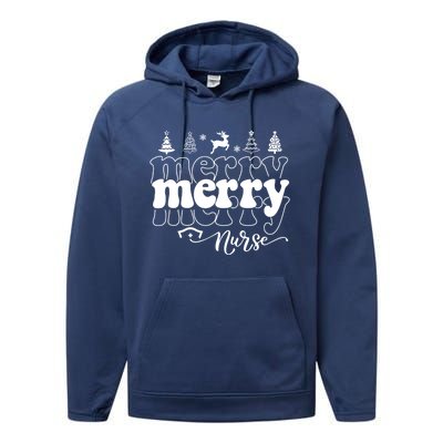 Merry Merry Nurse Christmas Funny Christmas Nursing Funny Gift Performance Fleece Hoodie