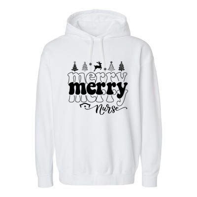 Merry Merry Nurse Christmas Funny Christmas Nursing Funny Gift Garment-Dyed Fleece Hoodie