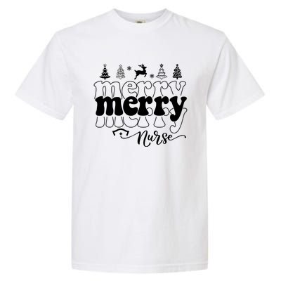 Merry Merry Nurse Christmas Funny Christmas Nursing Funny Gift Garment-Dyed Heavyweight T-Shirt