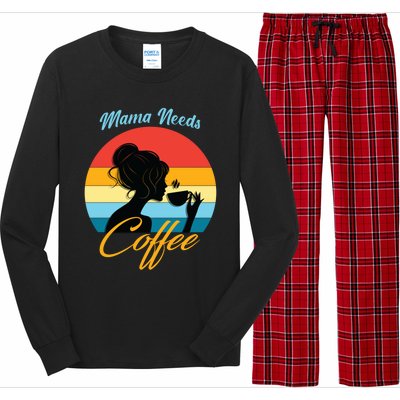 Mom Mama Needs Coffee Gift Long Sleeve Pajama Set