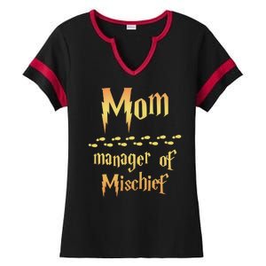 Mom Manager Of Mischief Gift Ladies Halftime Notch Neck Tee