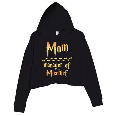 Mom Manager Of Mischief Gift Crop Fleece Hoodie