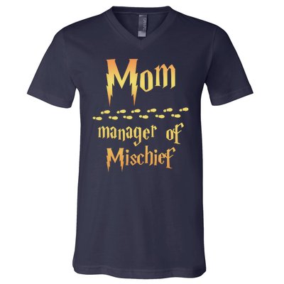 Mom Manager Of Mischief Gift V-Neck T-Shirt