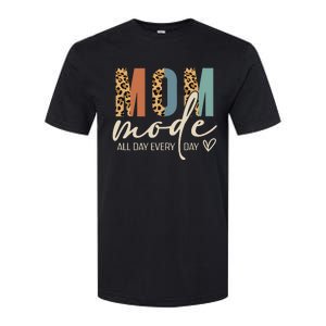 Mom Mode On All Day Leopard Funny Mother's Day Mama Life Softstyle CVC T-Shirt