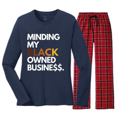 Minding My Owned Black Business Women's Long Sleeve Flannel Pajama Set 