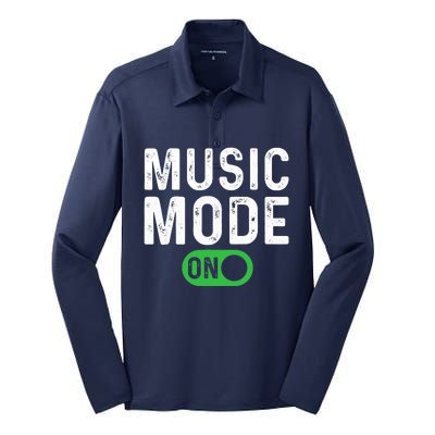 Music Mode On - Music Lover Silk Touch Performance Long Sleeve Polo