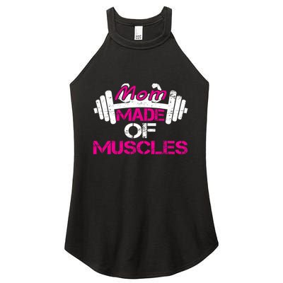 Mom Made Of Muscles Funny Fitness Gym Gift Women's Perfect Tri Rocker Tank