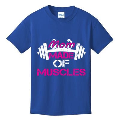 Mom Made Of Muscles Funny Fitness Gym Gift Kids T-Shirt