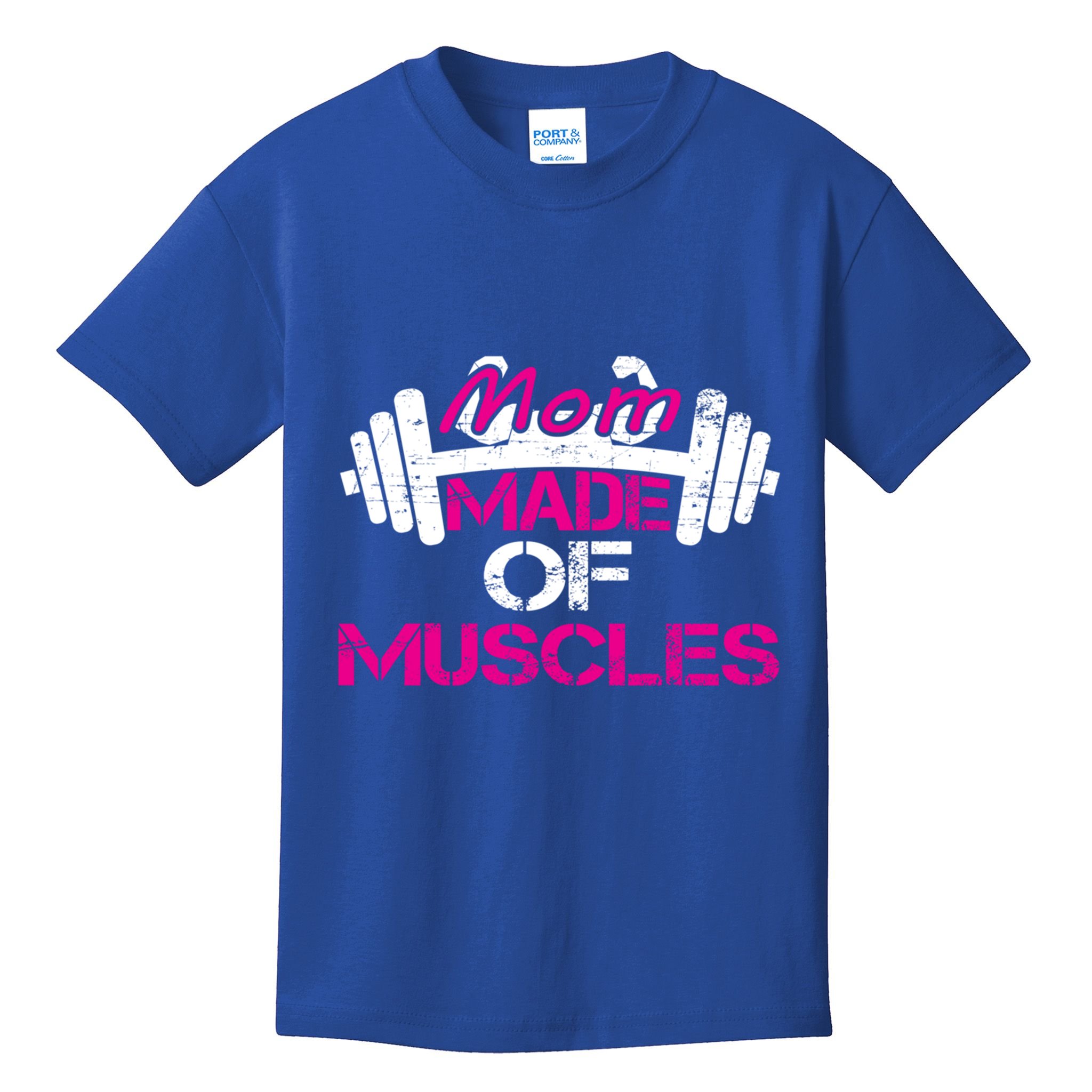 Mom Made Of Muscles Funny Fitness Gym Gift Kids T-Shirt