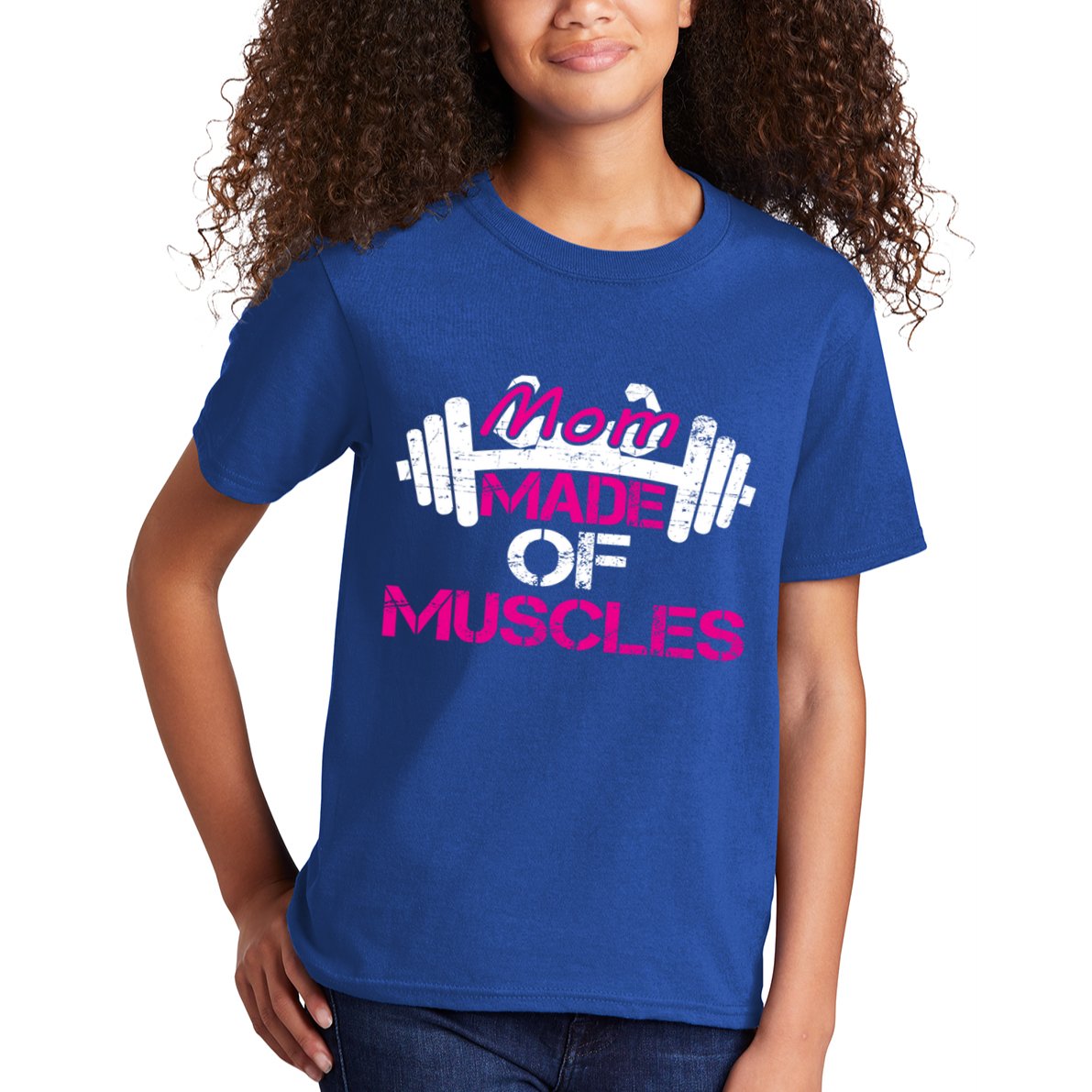 Mom Made Of Muscles Funny Fitness Gym Gift Kids T-Shirt