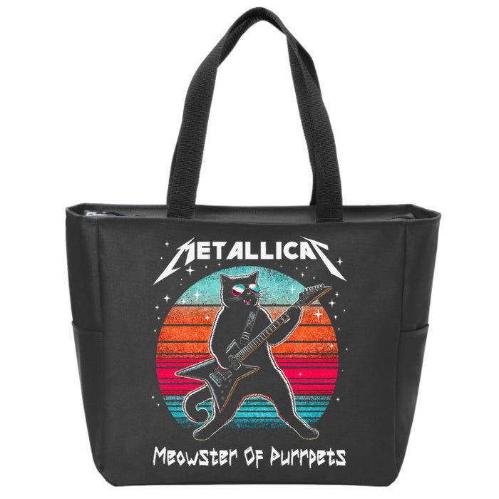 Metallicat Meowster Of Purrpets Funny Cat Zip Tote Bag