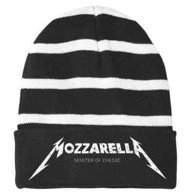 Mozzarella Masters Of Cheese Foodie Chef Baker Cook Striped Beanie with Solid Band