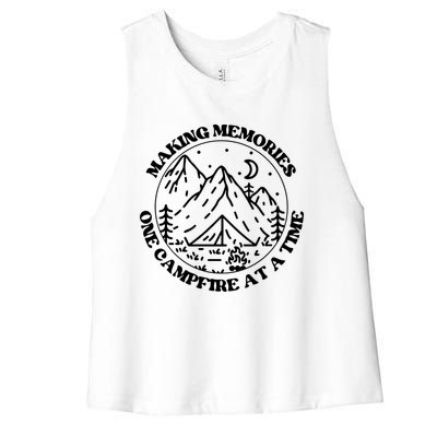 Making Memories One Campsite At A Time Happy Camper Gift Women's Racerback Cropped Tank