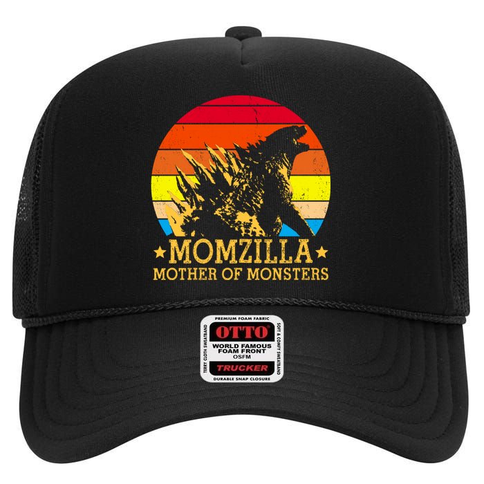 Momzilla Mother Of The Monsters Retro Vintage High Crown Mesh Back Trucker Hat