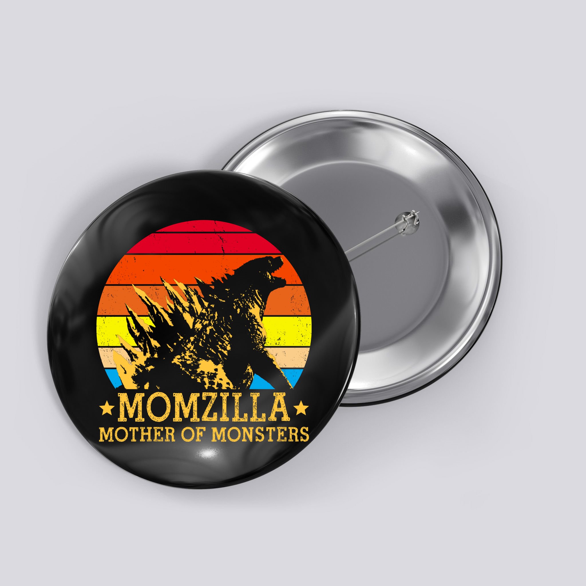 Momzilla Mother Of The Monsters Retro Vintage Button