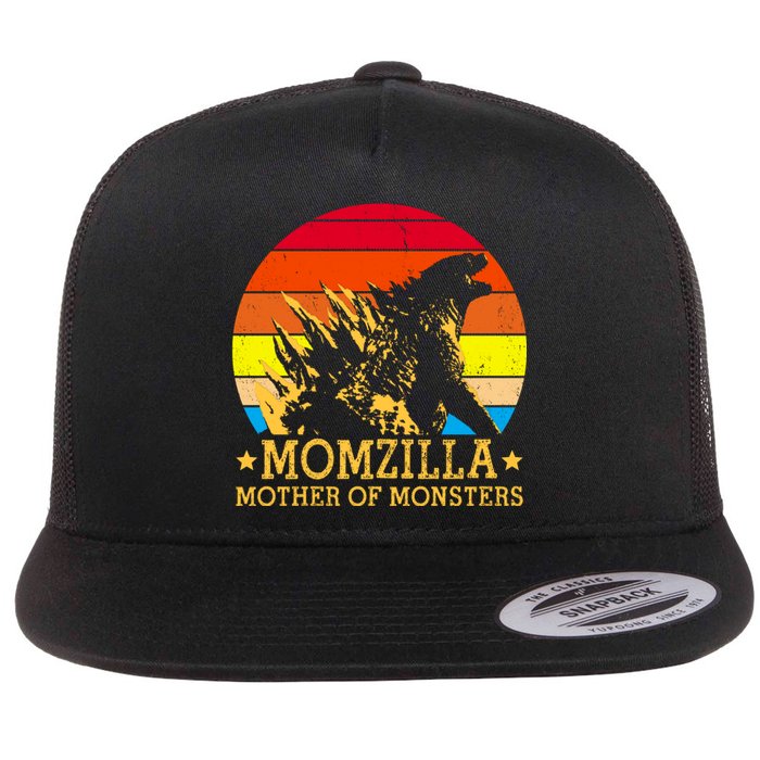 Momzilla Mother Of The Monsters Retro Vintage Flat Bill Trucker Hat