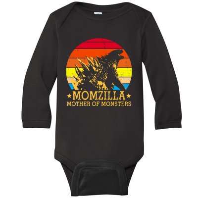 Momzilla Mother Of The Monsters Retro Vintage Baby Long Sleeve Bodysuit