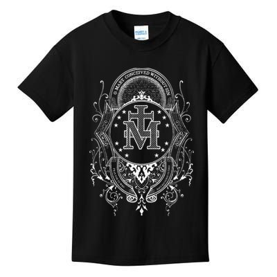 Miraculous Medal Our Lady Of Grace Blessed Mary Catholic Kids T-Shirt