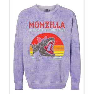 Momzilla Mother Of Monsters Ribbon Colorblast Crewneck Sweatshirt