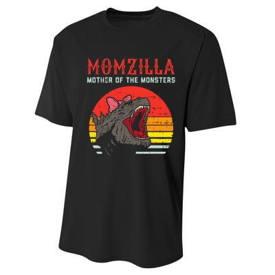 Momzilla Mother Of Monsters Ribbon Performance Sprint T-Shirt