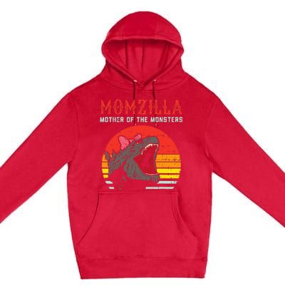 Momzilla Mother Of Monsters Ribbon Premium Pullover Hoodie