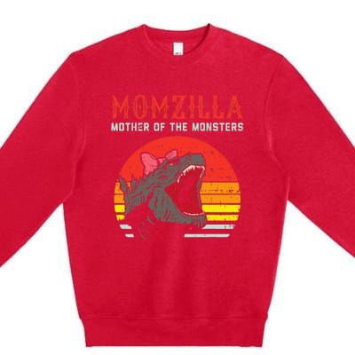 Momzilla Mother Of Monsters Ribbon Premium Crewneck Sweatshirt