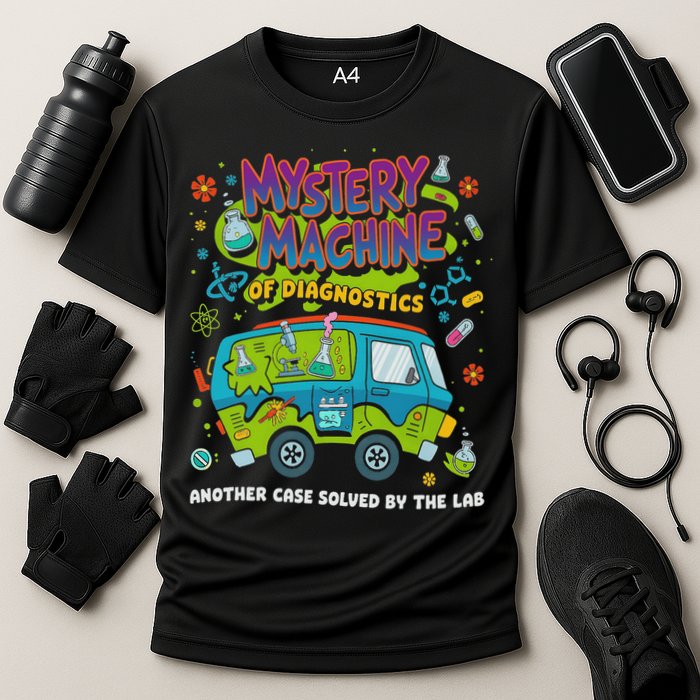 Mystery Machine Of Diagnostics Lab Week 2025 Med Lab Tech Cooling Performance Crew T-Shirt