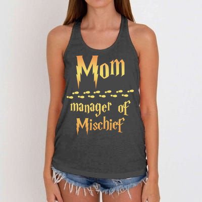 Mom Manager Of Mischief Mothers Day Gift Women's Knotted Racerback Tank