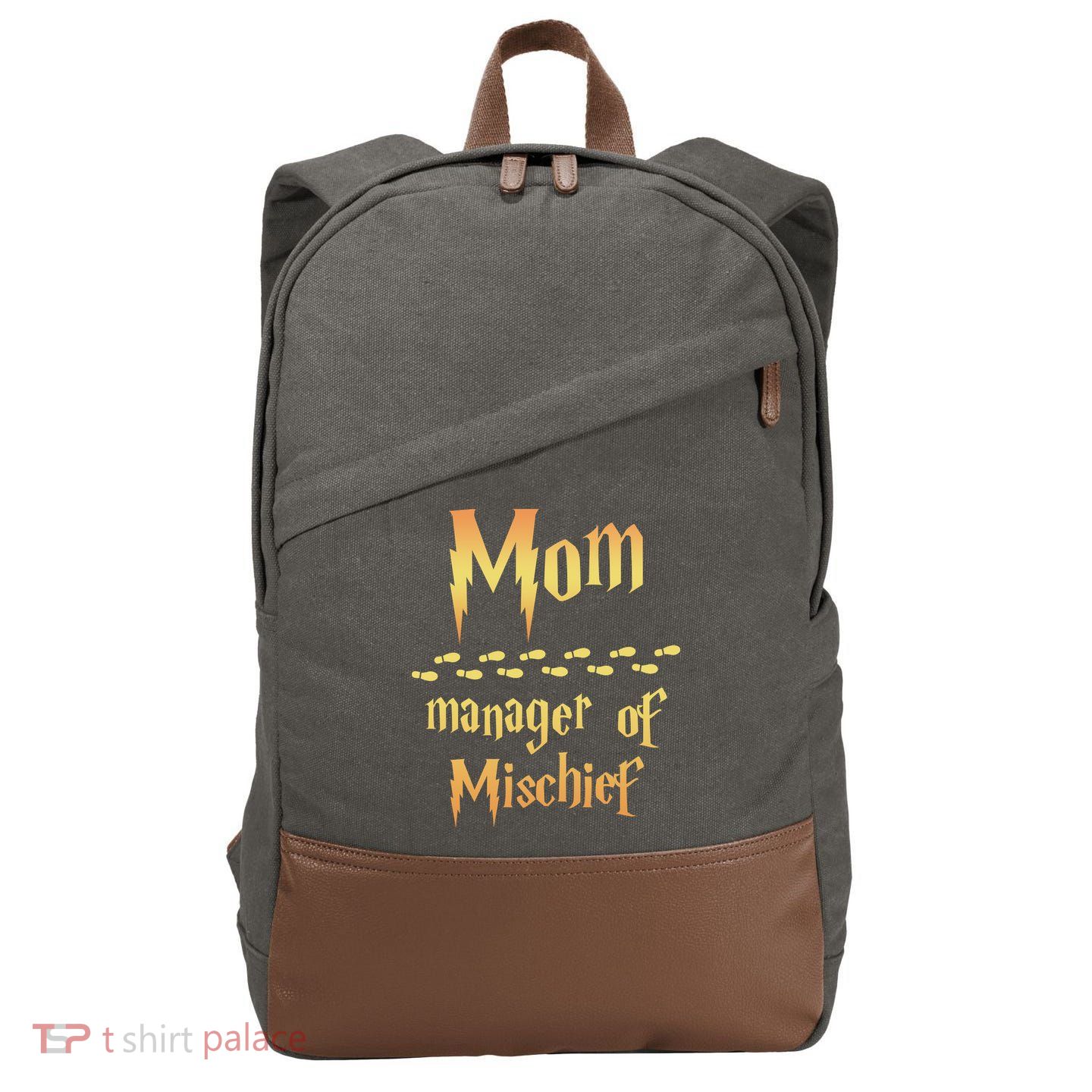 Mom Manager Of Mischief Mothers Day Gift Cotton Canvas Backpack
