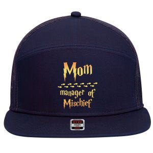 Mom Manager Of Mischief Mothers Day Gift 7 Panel Mesh Trucker Snapback Hat