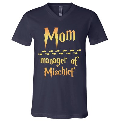 Mom Manager Of Mischief Mothers Day Gift V-Neck T-Shirt