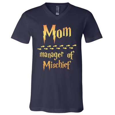 Mom Manager Of Mischief Mothers Day Gift V-Neck T-Shirt