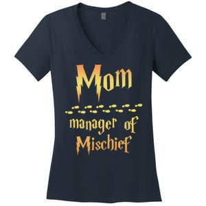 Mom Manager Of Mischief Mothers Day Gift Women's V-Neck T-Shirt